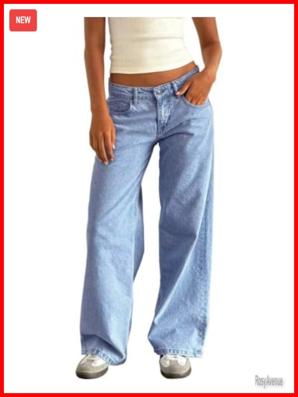 Women's Mid Low Waisted Baggy Bow Jeans Wide Straight Leg Denim Pants Y2K